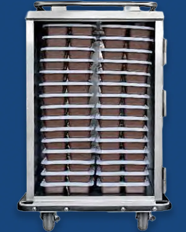 Mission Ready heated correctional meal delivery cart with removable heater
